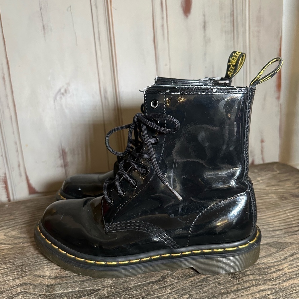 Doc Dr. Martens Patent Leather Combat Boots Black 1460W Women’s Size 7 8 eye